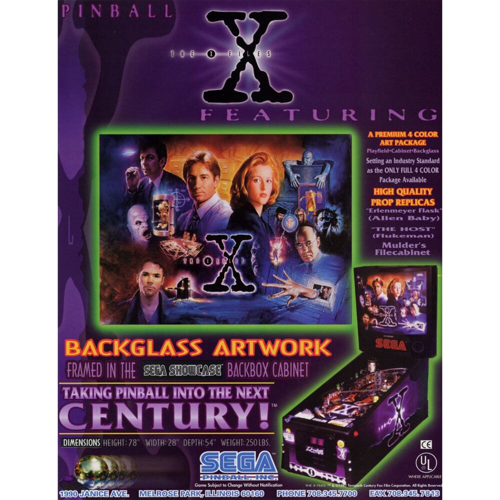 The X FILES Pinball FLYER 1997 Original Skully Mulder David Duchovny Aliens